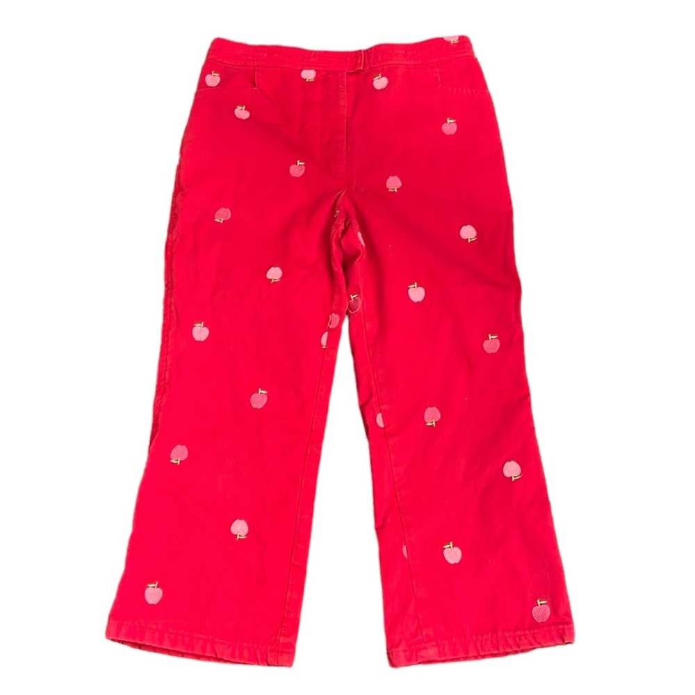 Vintage Lilly Pulitzer Girls Pants. Red With Embroidered Apples. Size 8.‎
